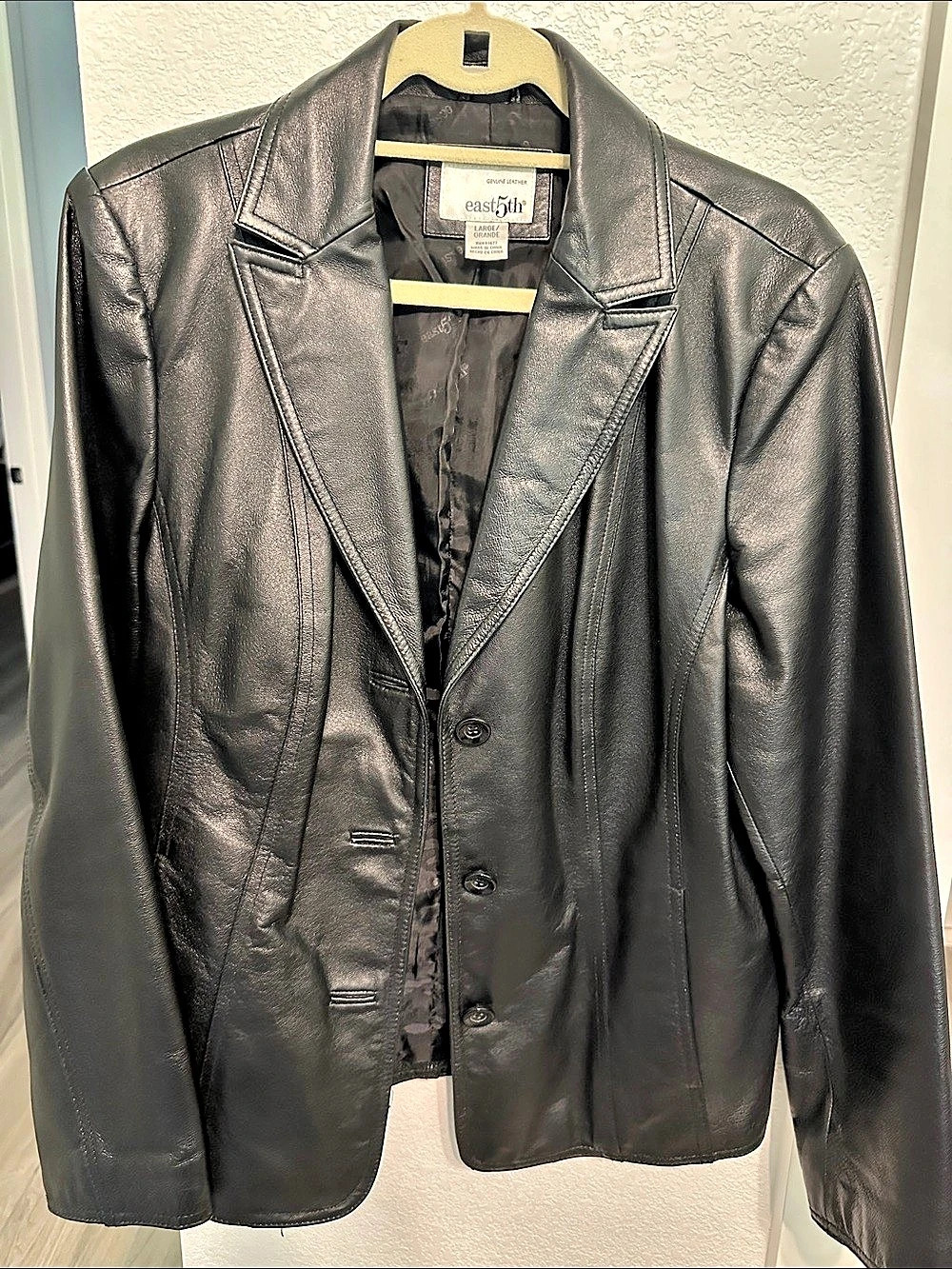 east5th Leather Blazer Jacket in Black Large Like New